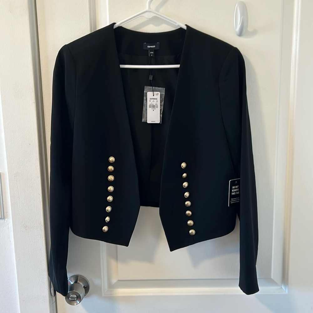 NWT Express Cropped Novelty Button Jacket